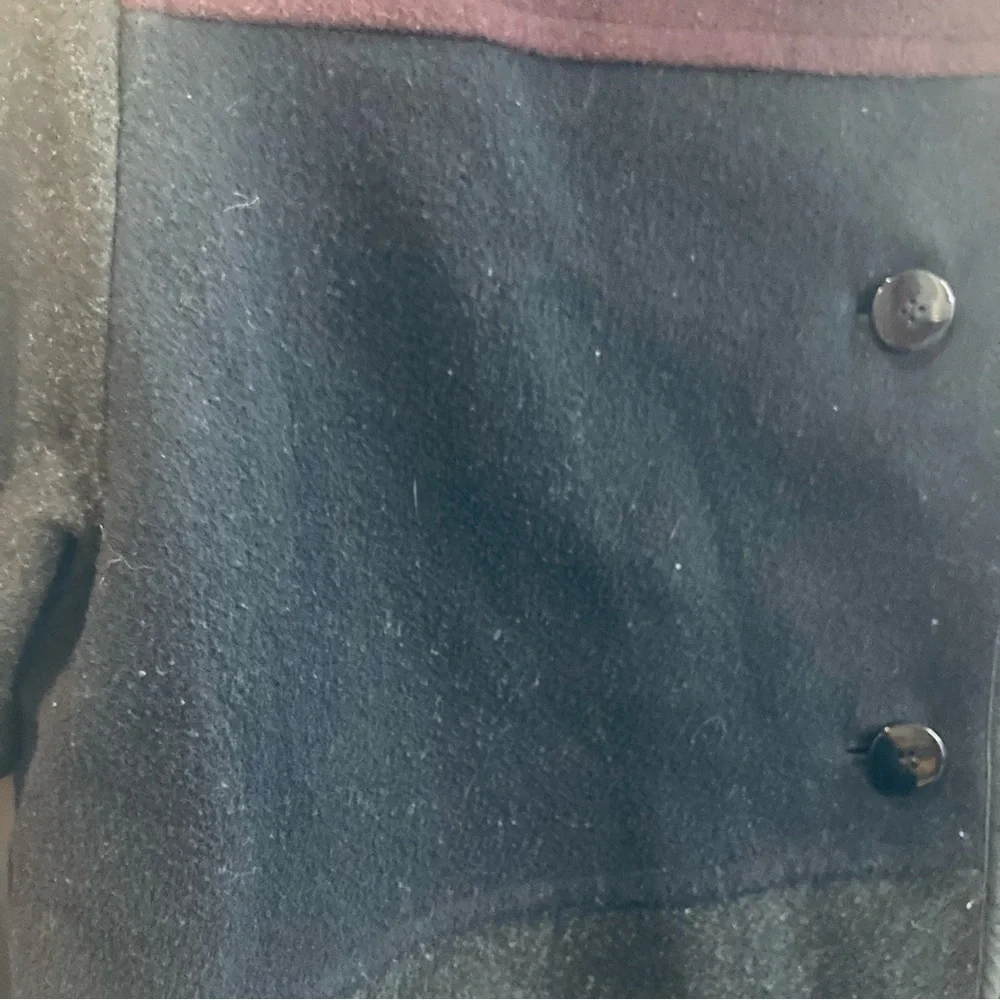 LONDON FOG Sz 14P Wool Blend Quilted Lining Colour Block Button Closure Pea Coat - Picture 14 of 15